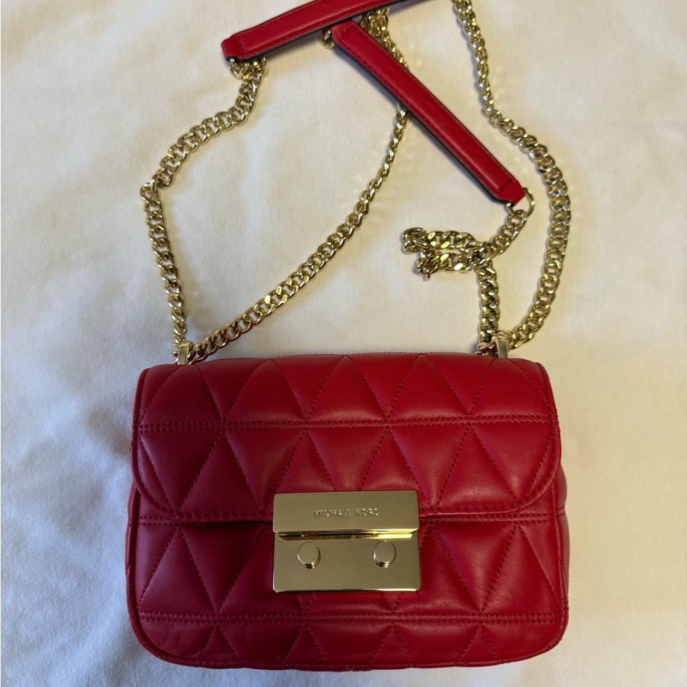Michael Kors Red Quilted lambskin Leather Crossbody Bag